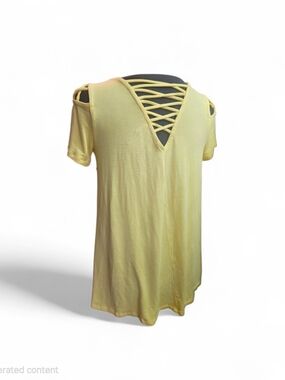 Anthony Richards Soft Yellow Lattice Work Short Sleeve Tunic Size SP